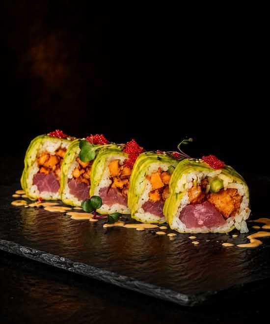The Tuna Pref: tuna tartare makis on slate